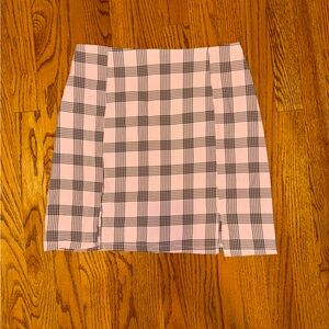 ROMWE Pink and Black Plaid Pencil Skirt
